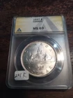 1937 CANADA CANADIAN SILVER $1 DOLLAR ANACS MS 63 MINT STATE 63