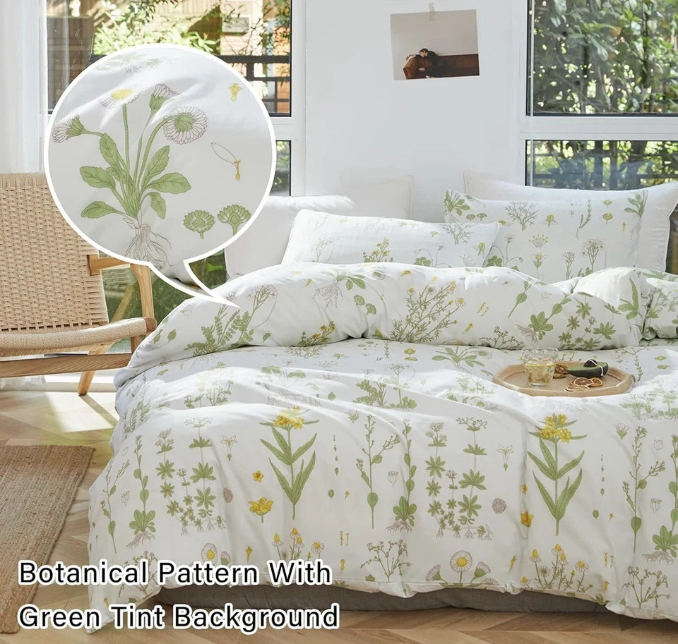  Juego de edredón botánico 3 piezas King, Flowers n Leaves King (102"x90") Hojas01 Foto 2 de 4