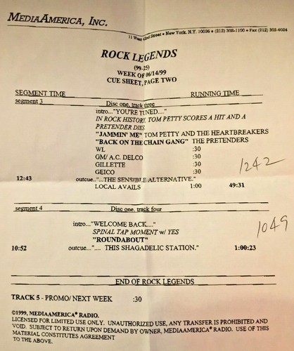 RADIO SHOW: ROCK LEGENDS 6/14/99 SETS w/PRETENDERS, PAUL McCARTNEY;YES,TOM PETTY - Picture 3 of 3