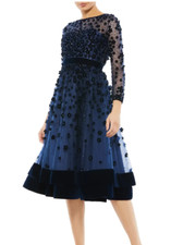 NEW, Mac Duggal Fit & Flare Velvet Embellished Cocktail Dress SZ 2 #MD1096