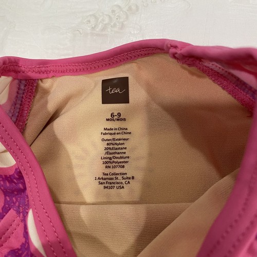 Tea Collection NWT Pink Purple Floral Swimsuit Sz 6-9 Mo - Picture 3 of 7