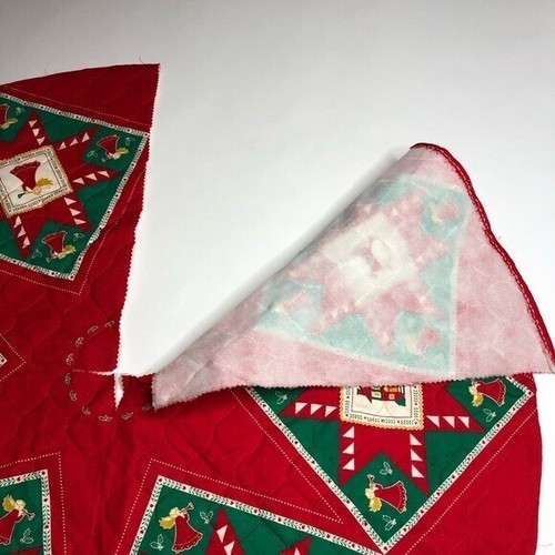 Vintage Weihnachtsbaum Rock gesteppt rot Quadrate Kreis Weihnachtsmann Land XMAS - Bild 8 von 8