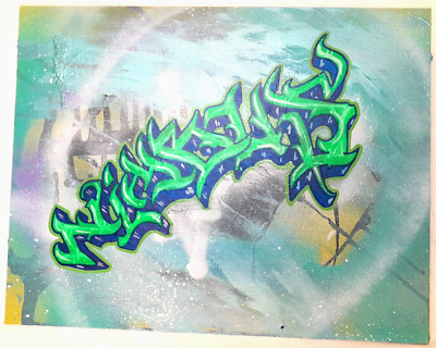 Original Street Art Graffiti Canvas Panel NIMBUS 14x11 Acrylic