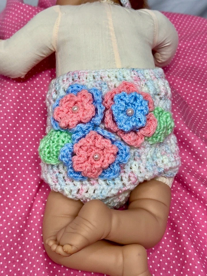 Conjunto de capa e faixa para fraldas de bebê, crochê, rosa/azul/verde, 0-3 mos, foto NOVO - Imagem 3 de 4