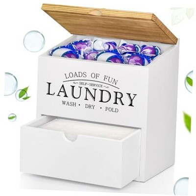 Dryer Sheet Container for Laundry Room Organization, Laundry Pods White