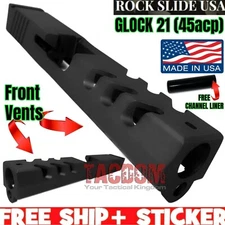 ROCK SLIDE USA RS2 BLACK Slide for GL0CK 21 45acp Gen 3 g21 + CHANNEL LINER
