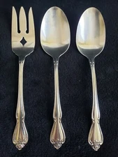 Oneida TRUE ROSE ARBOR Stainless Flatware Serving Fork & Spoons 8.5" Rogers 1881