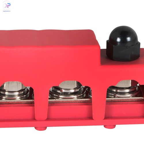 Unused 4 Way Terminal Junction Block Busbar 3/8" 250 amp 12v with Cover - Red - Picture 6 of 8