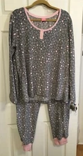 NWT Jenni by Jennifer Moore Plush 2 PIECE PJ SET PANTS TOP XXL HEARTS SLEEP