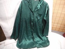Vtg Victoria's Secret Gold Emerald Green Satin Sleep Night Shirt Sizse M