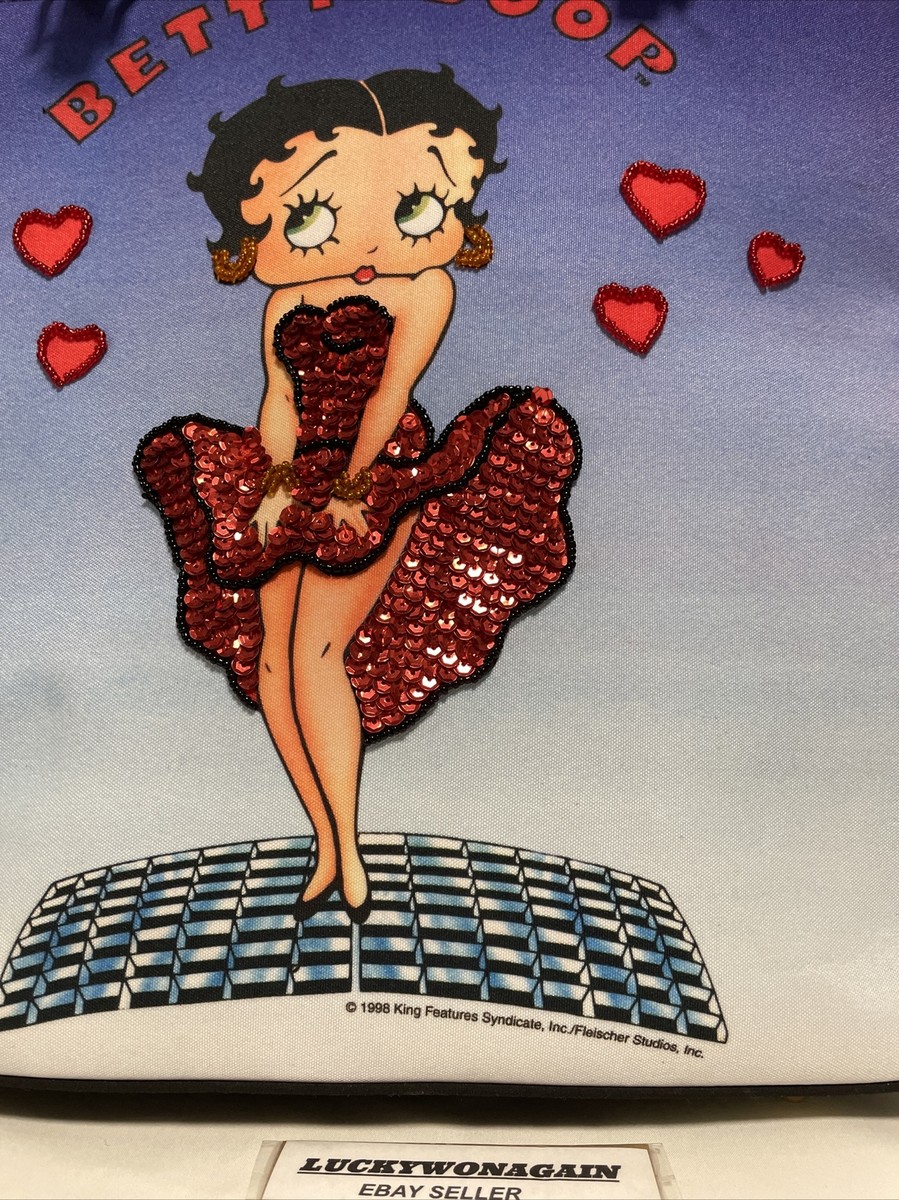 Betty Boop in Red Sequin and Beads Dress Hand Bag Faux Bamboo