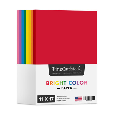Bright Color Paper - 8 Assortment Colors (25 Each Color) - 24lb - 200 Sheets