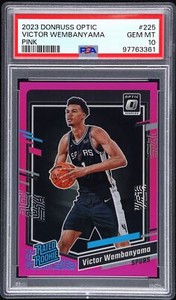 Victor Wembanyama 2023 Panini Donruss Optic #225 Pink /25 PSA 10 Rated Rookie RC