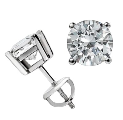 4,00 ct Rundschliff VVS1/D Lab Created Ohrstecker 14k Weißgold Schraubverschluss 8 mm