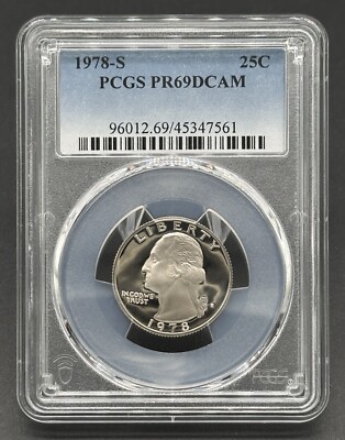 Atemberaubende amerikanische 1978-S 25C bewertet Washington Viertel Proof Münze PCGS PR69DCAM