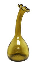 Tall 1960's Modern Olive Green Hand Blown Murano Glass Flower Vase 15"
