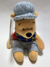 Winnie The Pooh Bear Plush Train Conductor Choo Choo Bean Bag 8  Disney Store