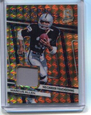 2019 Spectra - MARCUS ALLEN - Milestone Moments Neon Orange Jersey Patch #d 4/10