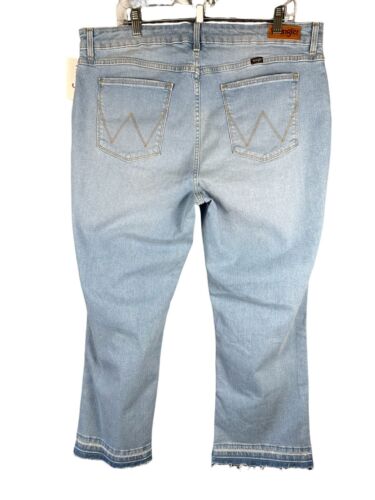 NWT Wrangler Womens Jeans 20W High Rise Straight Crop Stretch Raw Hem Boho - Picture 4 of 13