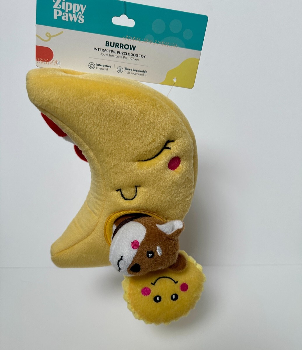 ZippyPaws BURROW MOON Home squeaky Plush Puppy Dog Toy -FREE