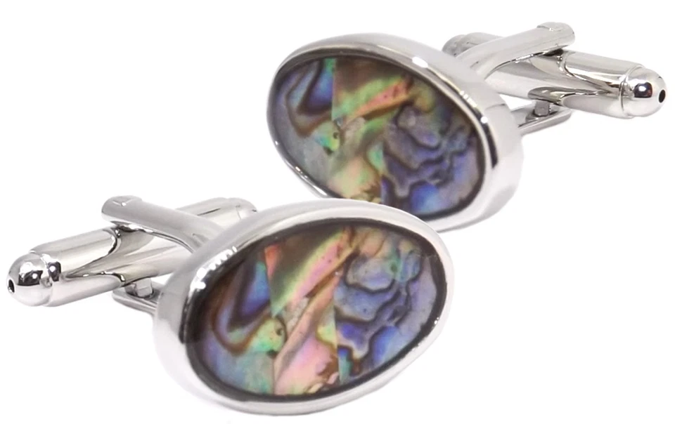 Abalone Pāua Pearl Shell Oval Mens Wedding Gift Cuff links by CUFFLINKS DIRECT - Image 4 of 4