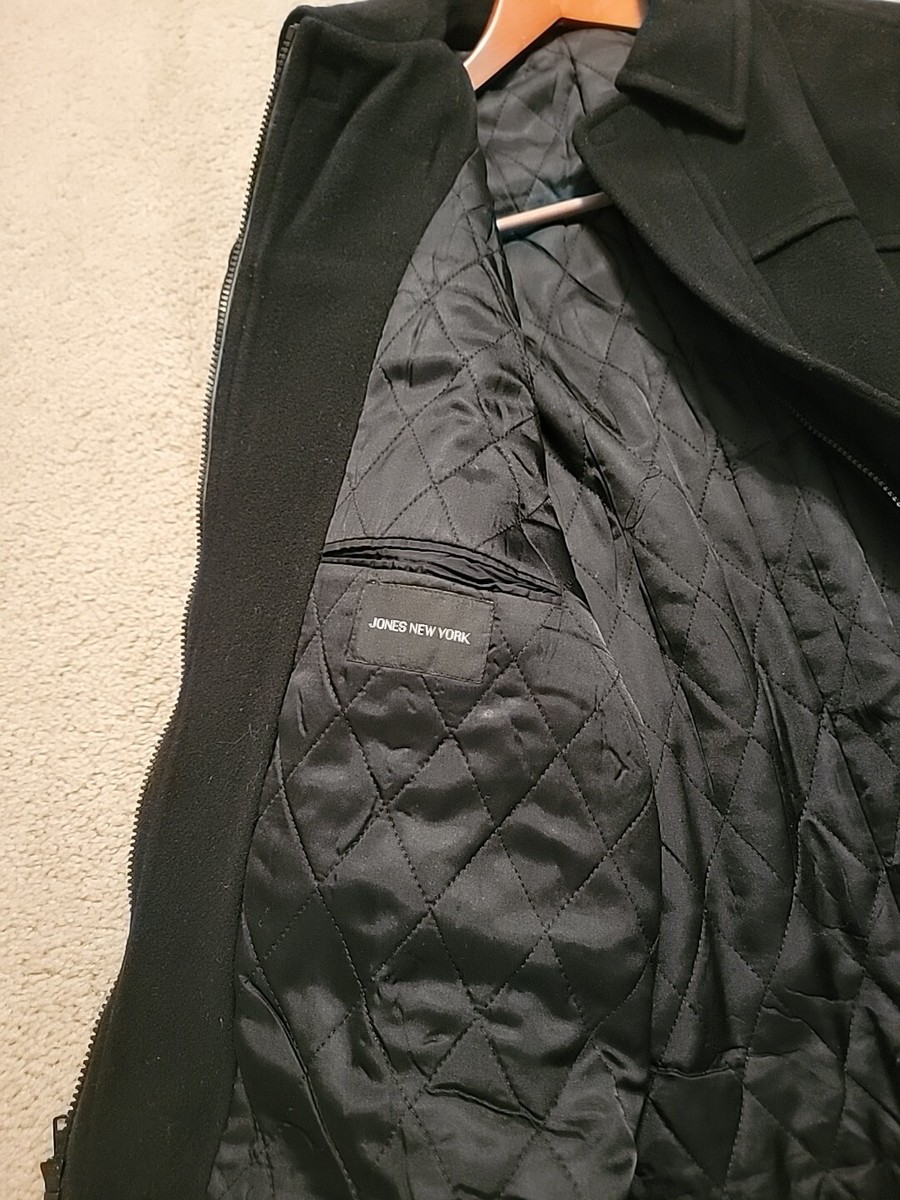Jones New York Men's Wool Quilt Lined Short Overcoat Jacket Jones New York Men's Wool Quilt Lined Short Overcoat Jacket