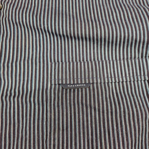 Alex Cannon Shirt Mens 2XL XXL Blue White Striped Button Up Down Long Sleeve - Picture 4 of 9