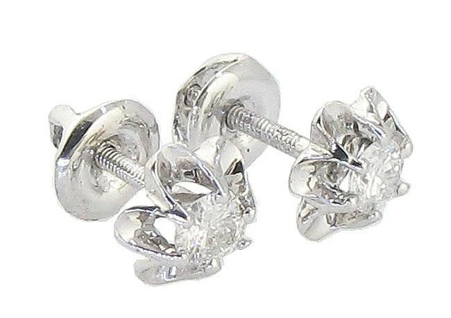 Solitaire Flower Stud Earring I2 I 1.01Ct Round Diamond Prong Set 14K Solid Gold - Image 2 of 4