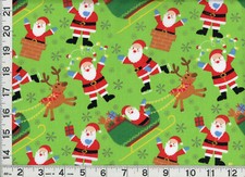 Santa Reindeer Sleigh Snowflakes Christmas Quilting Sewing Fabric by Yard 3168