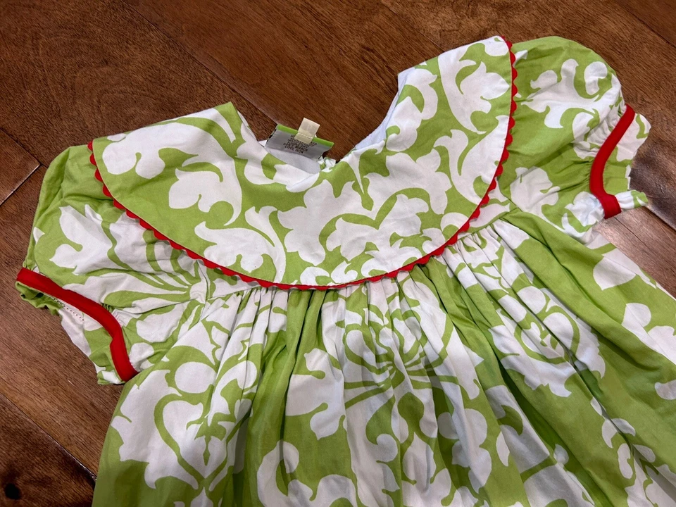Le' Za Me collar Pattern Dress Green White Red size 6 Holiday — 第 2/4 张图片