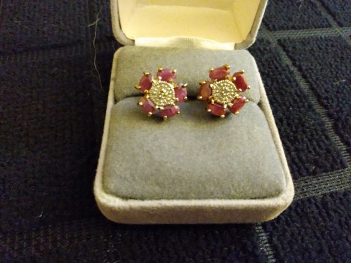 Ruby Stud Earrings with diamond accents