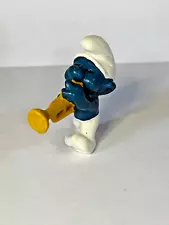 Smurf Playing horn Trumpet 1980 Schleich Peyo Hong Kong