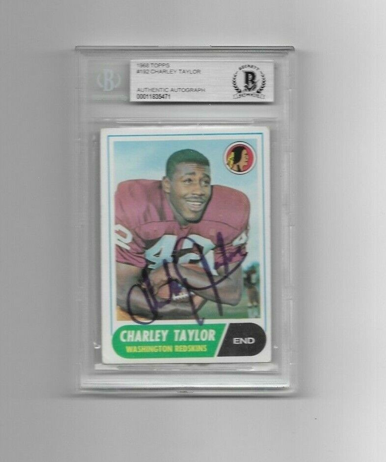 Charley Taylor, Signed 1968 Topps Card, Beckett Encapsulated