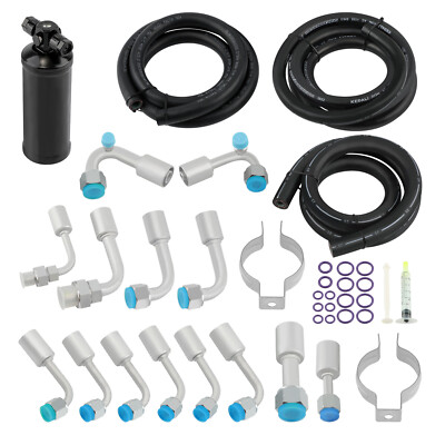 Universal 134a Air Conditioning Hose Kit R-Ring Fittings Drier AC Hose Kit DE