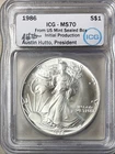 1986 AMERICAN SILVER EAGLE ICG MS70 INITIAL PRODUCTION FROSTY Austin Hutto sign