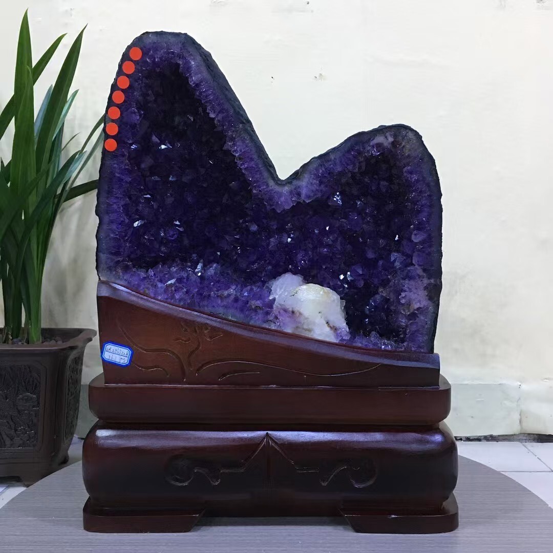 69.5LB Top Natural Amethyst Geode Quartz Crystal Mineral Specimen + Stand