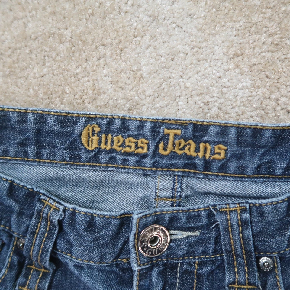Guess Straight Leg Jeans Men’s 36x32 Blue Denim Pants Flap pockets - Image 3 of 4