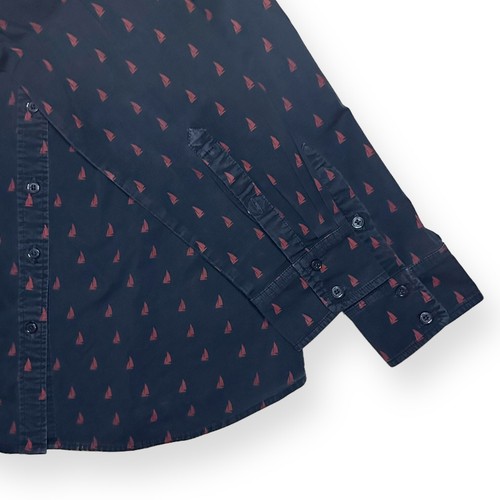 BANANA REPUBLIC Yacht Print Button Up Soft Wash Shirt Nautical Slim Fit Small - Picture 7 of 10