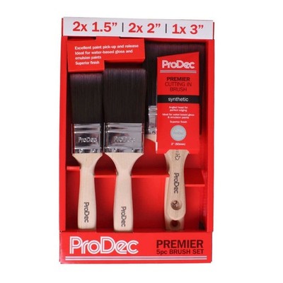 ProDec Premier 6-teiliges Pinselset mit Premier 50 mm abgewinkeltem Schneiden im Pinsel
