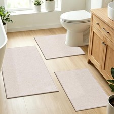 Bathroom Rugs Sets 3 Piece Non Slip Washable, Absorbent Quick Dry Thin Bath R...