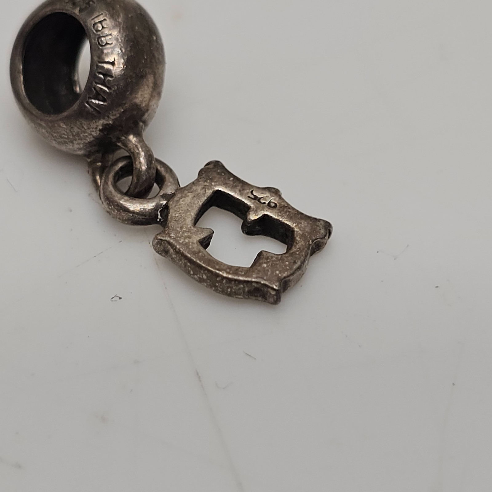 IBB 925 Sterling Silver Gothic Script Dangle Bead… - image 2