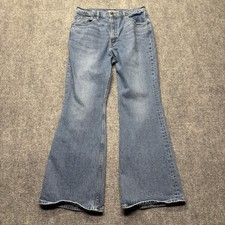 Levis Premium Jean Women 32x32 Blue 70s High Flare Big E Bell Bottom Denim Retro