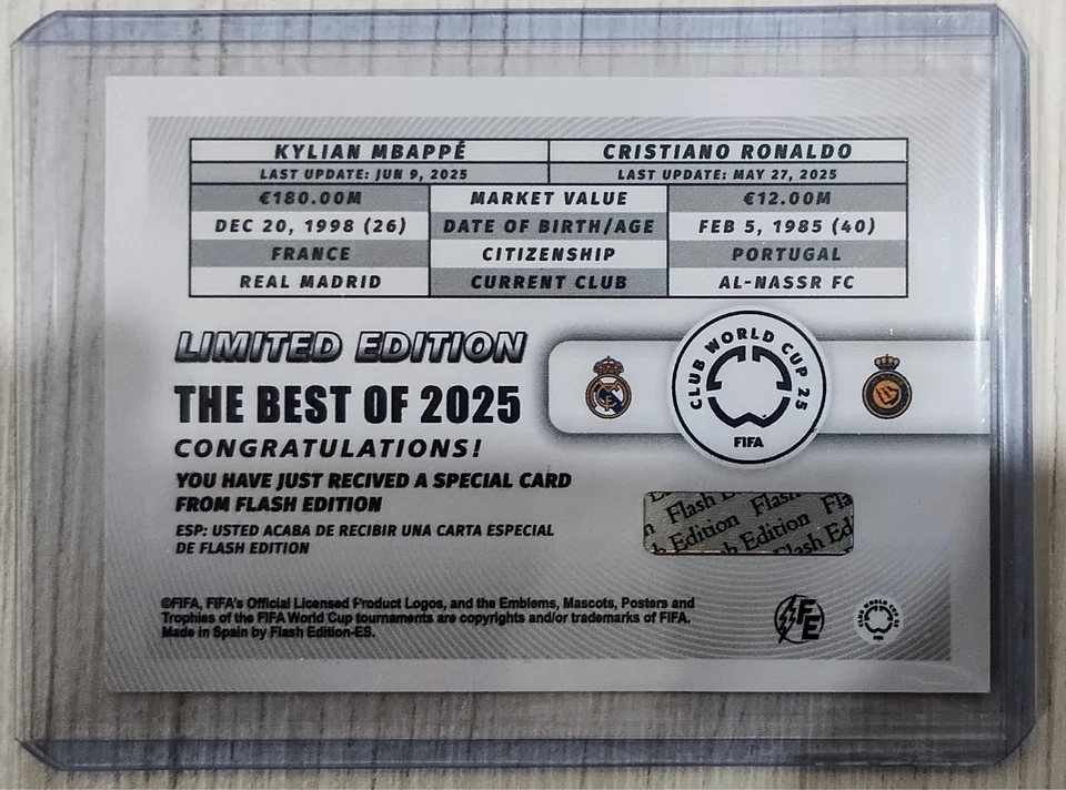 2025 FIFA CLUB WORLD CUP FE Card MBAPPE - CRISTIANO RONALDO Printed Auto 🟡 - Bild 2 von 4