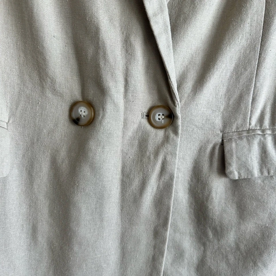 Chaleco Blazer HALSTON Mezcla de Lino Línea Larga Sin Mangas - Talla M Minimalismo Años 90 Foto 2 de 4