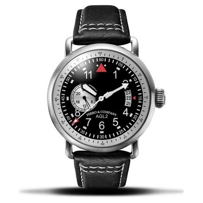 Eisen & Co. AGL 2 Automatik Stahl Leder Schwarz Datum 24H Flieger Herrenuhr