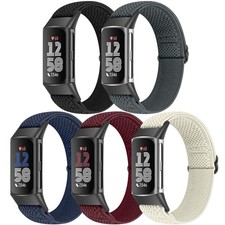 5 Pack Elastic Nylon Watch Bands Compatible for Fitbit Charge 6/Fitbit Charge...