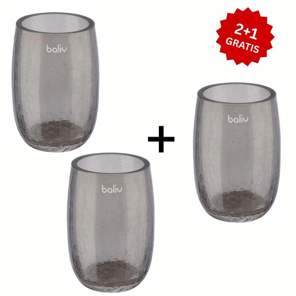 Baliv 3 FüR 2 Zahnputzbecher Glas Grau MundspüLbecher Bad Becher ZahnbüRstenhalt-image