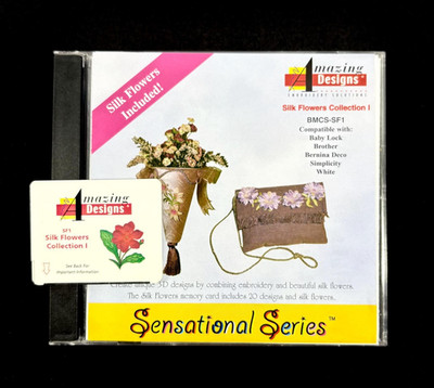 Silk Flowers Embroidery Designs Card for Deco Brother Baby Lock White Simplicity
