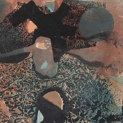 Jürgen LIT Fischer Abstrakt Postwar signiert Farblithografie 1965 48/100