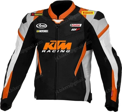 Neue KTM Racing Motorrad Biker Lederjacke, Nue MotoGP KTM-Rennrad-Lederjacke. - Bild 1 von 4